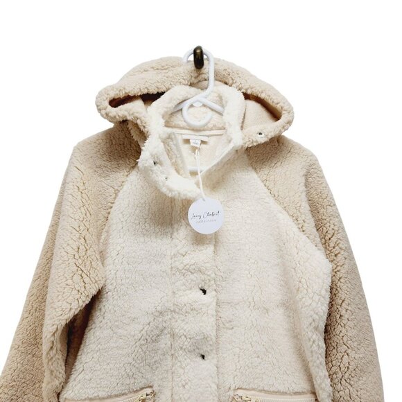 Lacey Chabert Women's Comfy Chic Sherpa Jacket Beige cream Size S - Picture 3 of 13